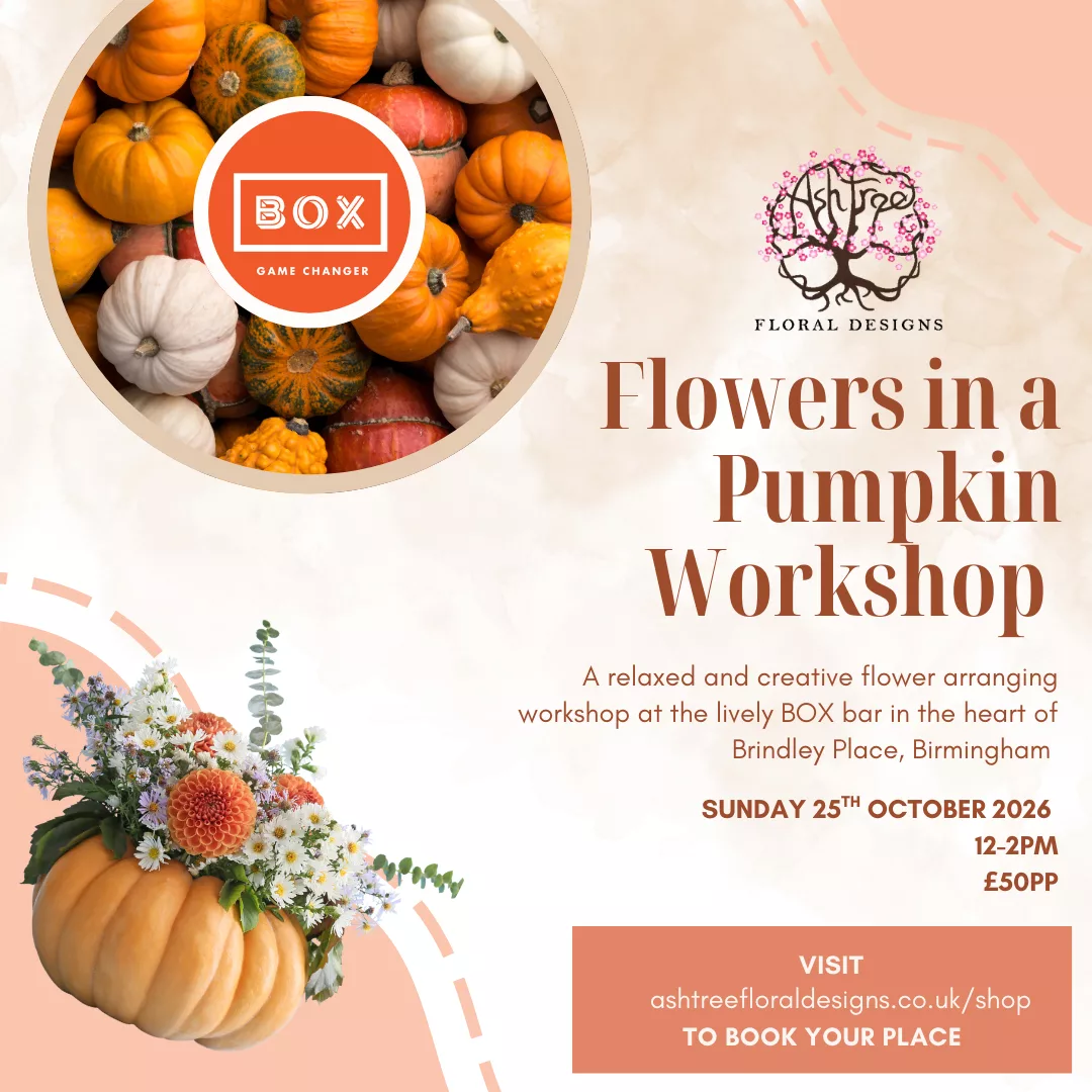 Flowers in a Pumpkin Workshop, Sunday 25th October, 12-2pm, BOX, Brindley Place